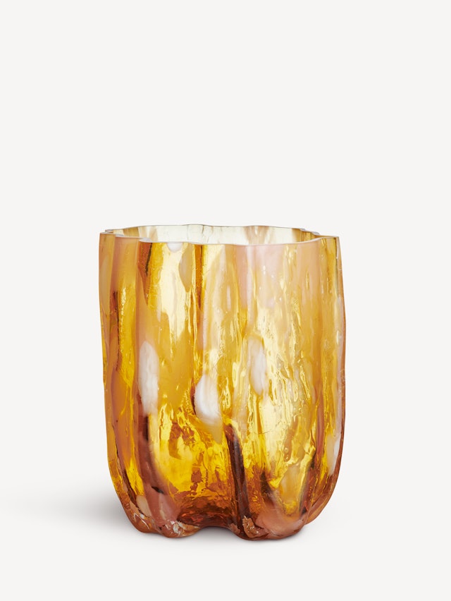 Crackle vase amber/flamingo 270mm